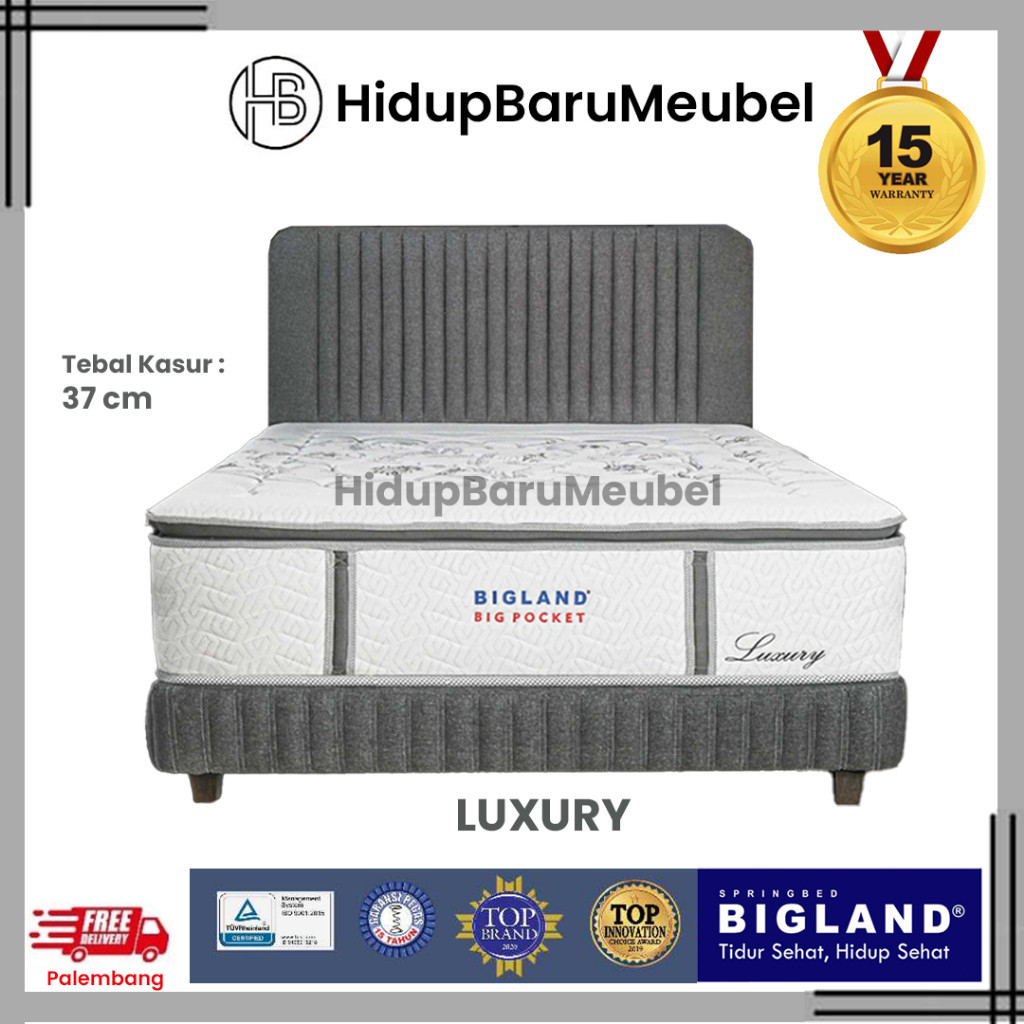 Spring Bed Bigland LUXURY / Springbed Kasur Matras Plush Top / tempat tidur mewah Plushtop Lapisan Tebal / Promo ORI Pabrik