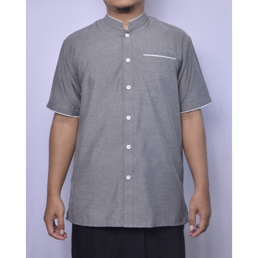 Kemeja Koko Pria Dewasa Muslim Takwa Polos Kerah Changi Lengan Pendek - Hijau Muda, M