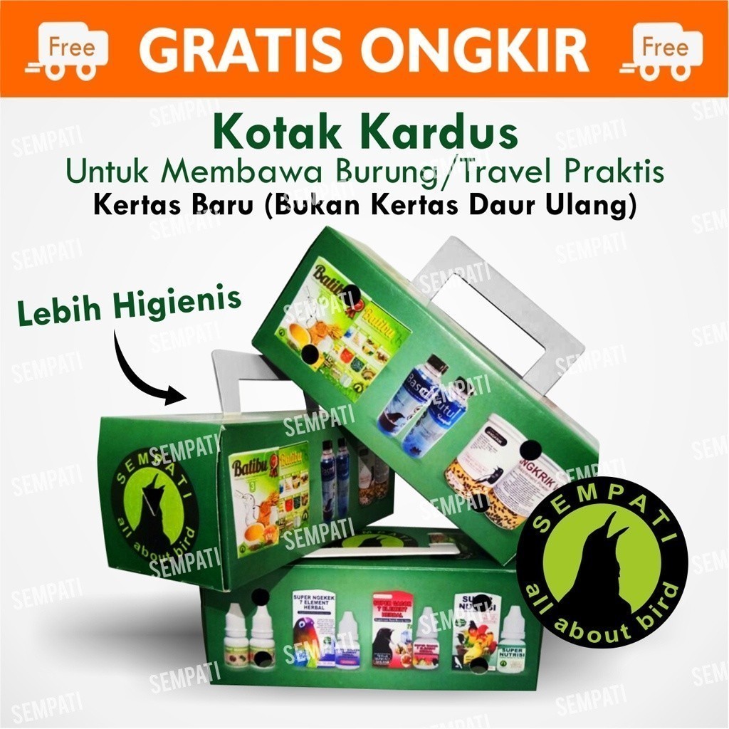 

SEMPATI KOTAK KARDUS UNTUK BAWA BURUNG DUS BURUNG LOVEBIRD KENARI ANIS KACER GEREJA PIPIT MEREK SEMPATI