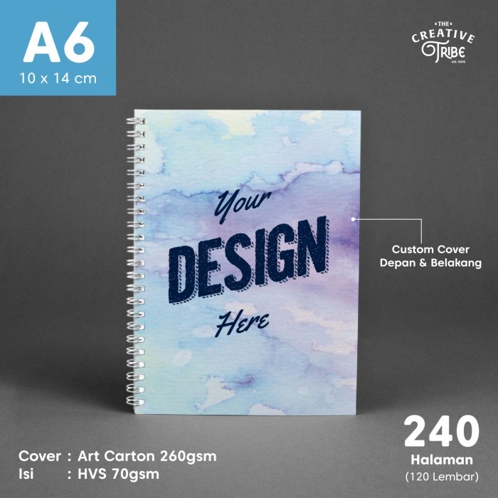 

Notes A6 Spiral - 240 Halaman HVS / Buku Catatan / Blocknote Custom - A6 Spr 120lbr, Polos
