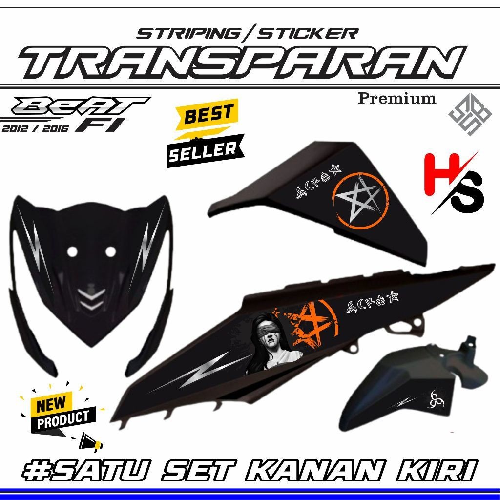 STRIPING STICKER TRANSPARAN UV MOTOR BEAT F1 TAHUN 2012 2016 LIST KEREN V STIKER MOTOR
