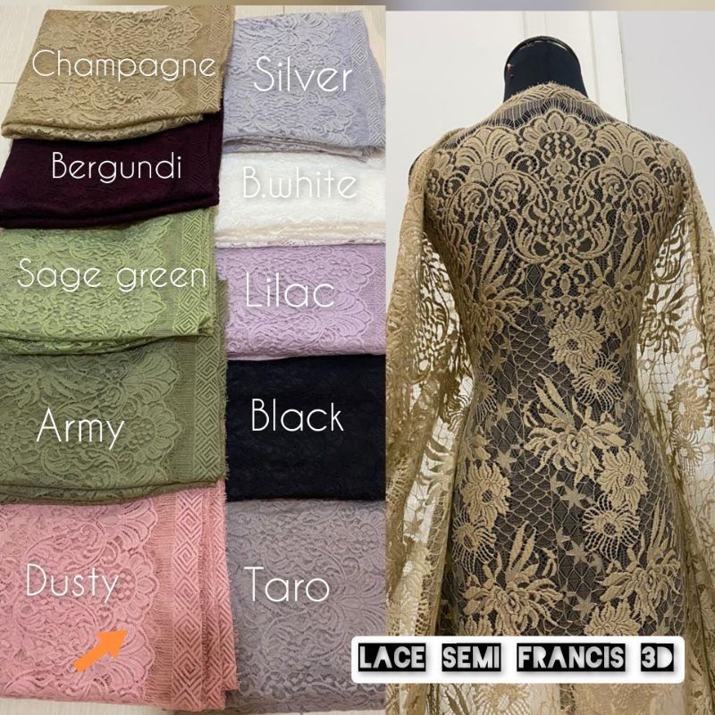 Kain Brokat Semifrancis Chantilly, Bakal Kebaya Semi Prancis