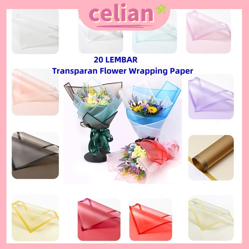 

【Ready】20 LEMBAR Flower Wrapping Paper Transparan List Kertas Buket Bunga Korea Cellophane