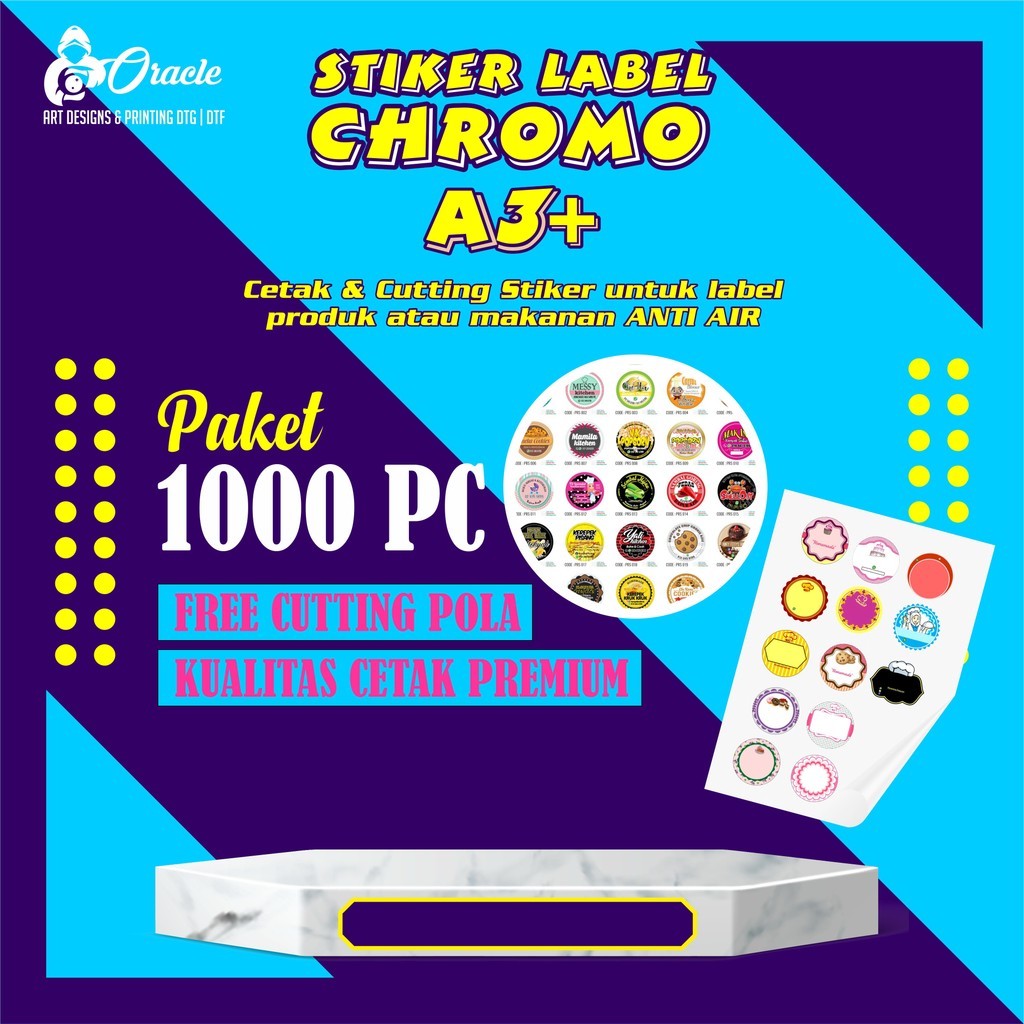 

(PAKET 1000 PC) Sticker Pack Label Kemasan Bahan Chromo