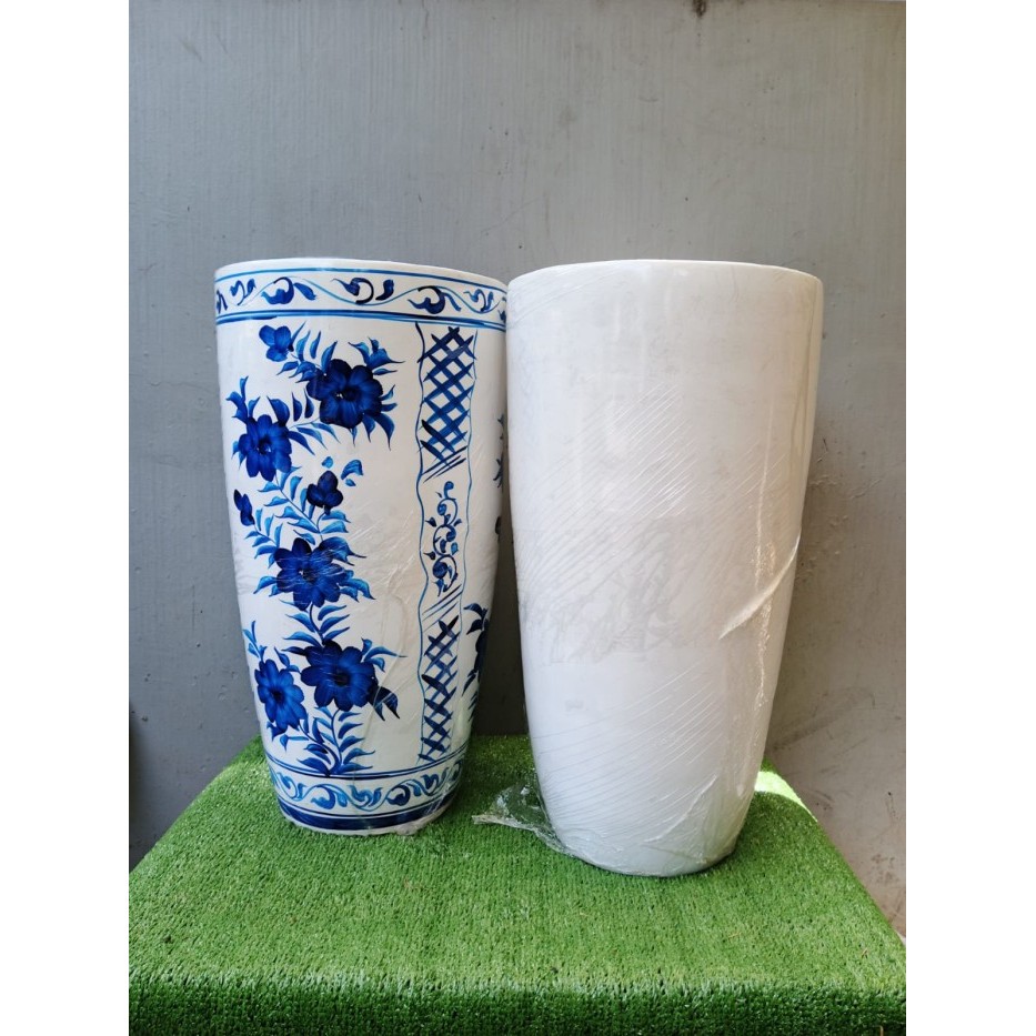 pot duco lukis, pot dekor, pot vas bunga, pot mewah, pot tinggi,pot tanah liat