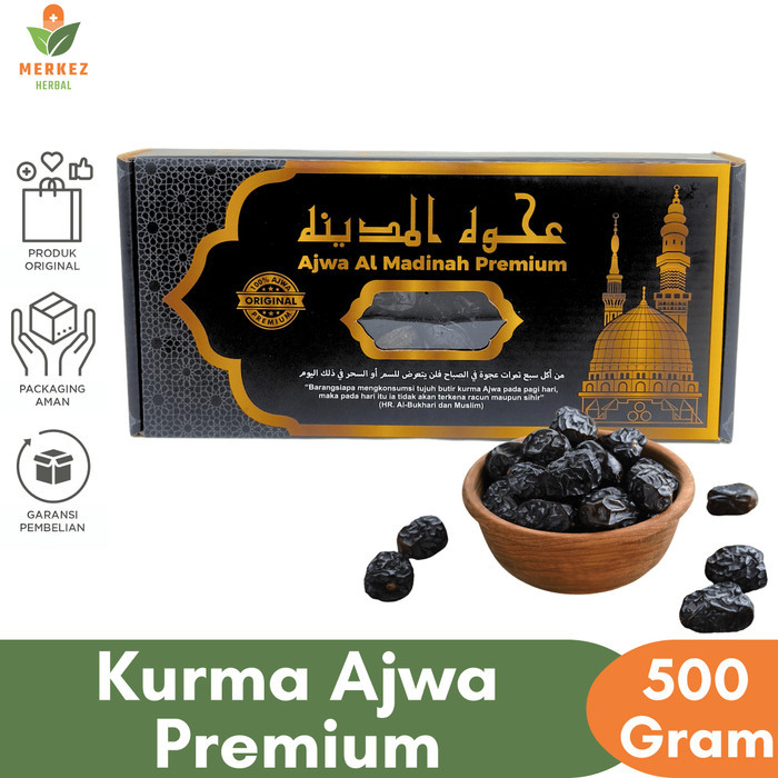 

Kurma Korma Ajwa Azwa Nabi 1 Kg Asli 100% Original Madinah Premium - 500 Gram