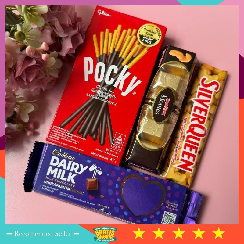 

Promo Murah Souvenir Kado Pernikahan Lebaran Idul Fitri Natal Imlek / Tambahan Hampers Coklat Silverqueen SQ Cadburry Pocky