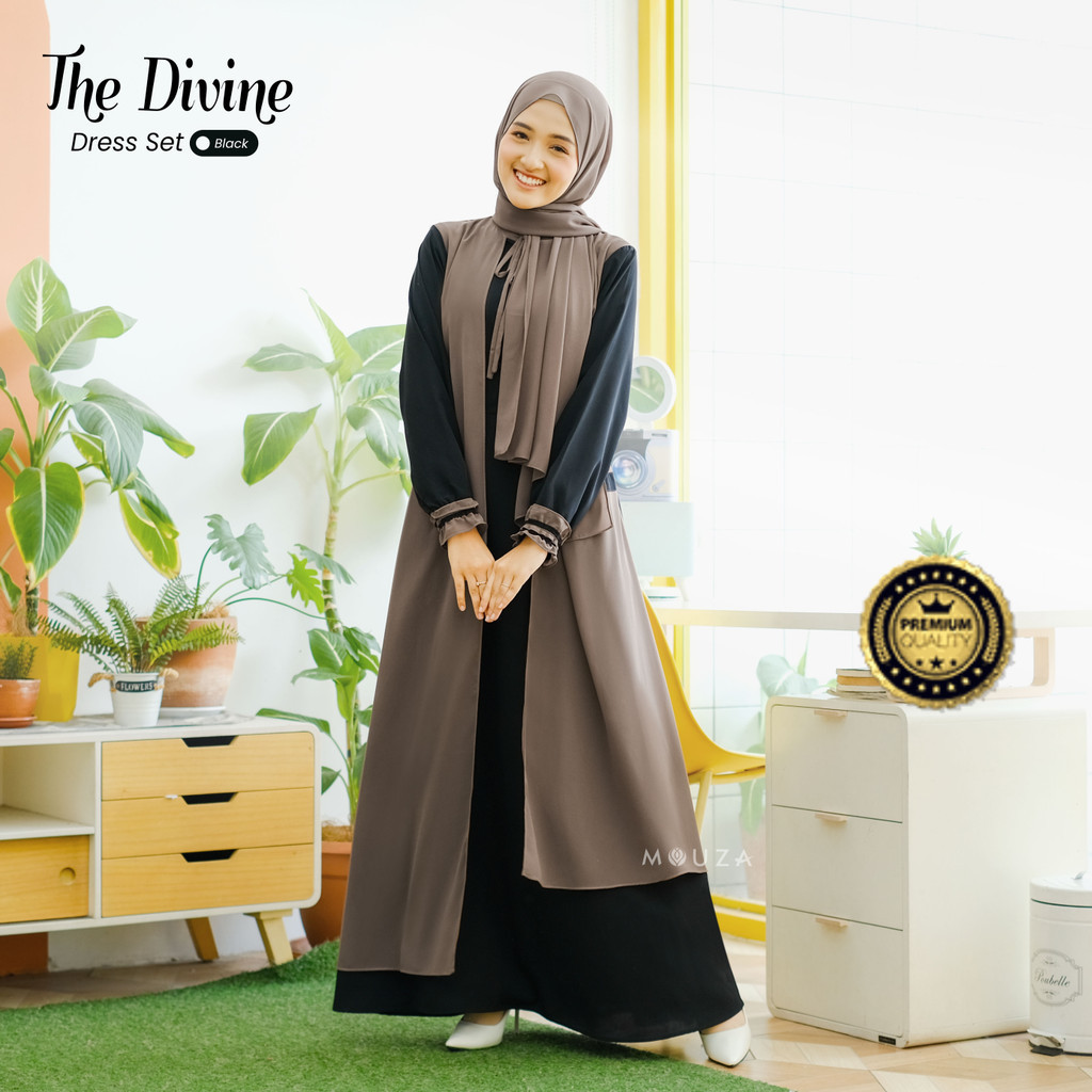 MOUZA - Sarimbit The DIVINE Dress Set Baju Gamis Setelan + Pashmina  - Gamis Premium Original Brande