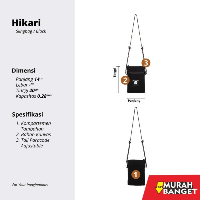 tas selempang wanita simple elegan Fertig - Hikari Black - Tas Slingbag Hitam - Tas Selempang/Wanita