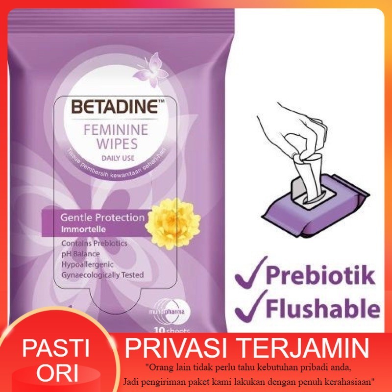 Betadine Feminine Wipes - Tissue Basah Pembersih Kewanitaan 1 Pack