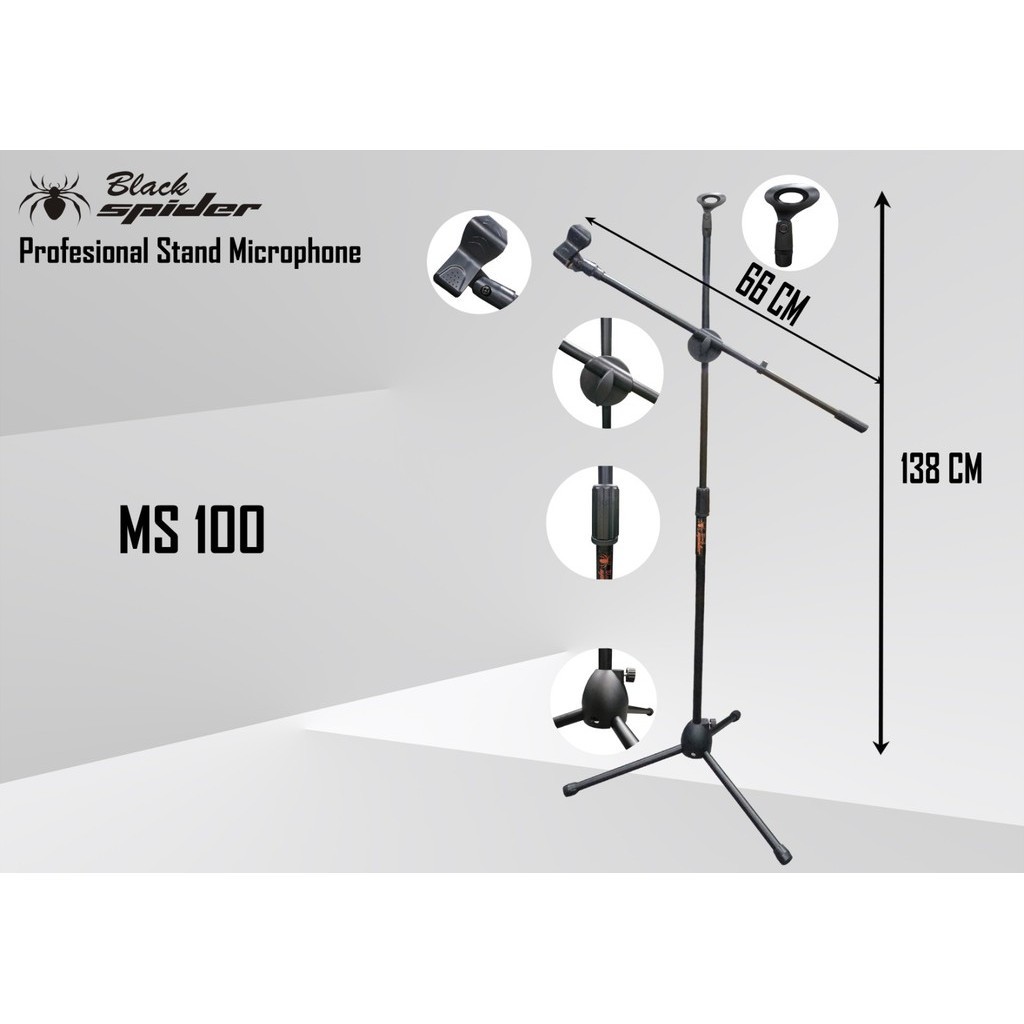 TIANG STAND MIC BLACKSPIDER + HOLDER HP