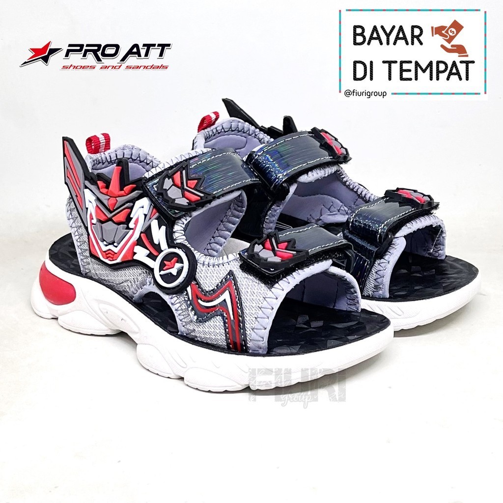 FIURI - PRO ATT  - ULTRON V 28-33 ABU MERAH - SEPATU SANDAL KANVAS SOL KARET ANAK KECIL LAKI-LAKI  -
