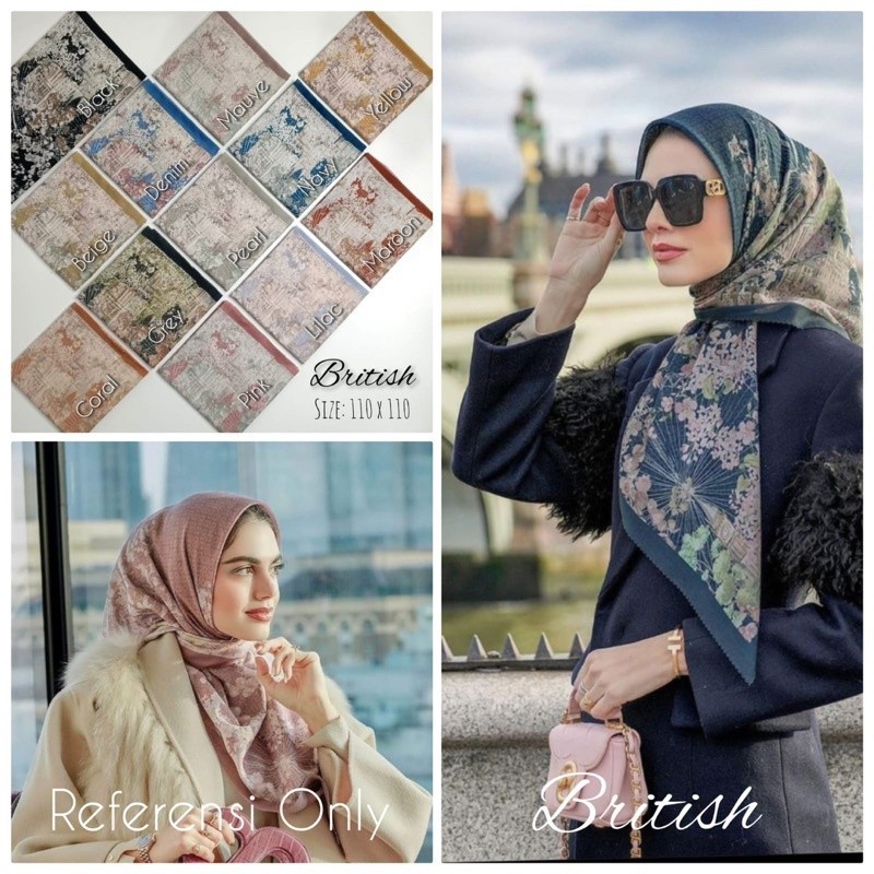 (COD) ORIGINAL Jilbab Segiempat Hijab Motif Jilbab Buttonscarves