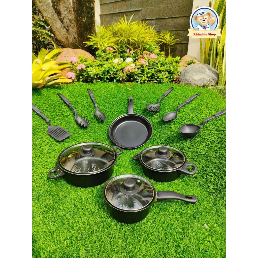 Panci set 13 pcs Hitam/Panci set hitam 13 pcs