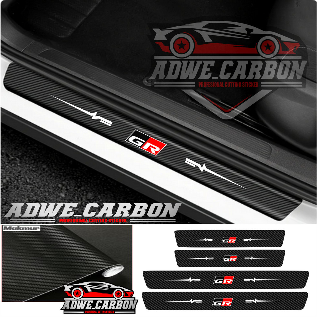 Stiker Sticker gr sport Karbon 3d pelindung pijakan pintu mobil toyota yaris gr rush gr raize gr for