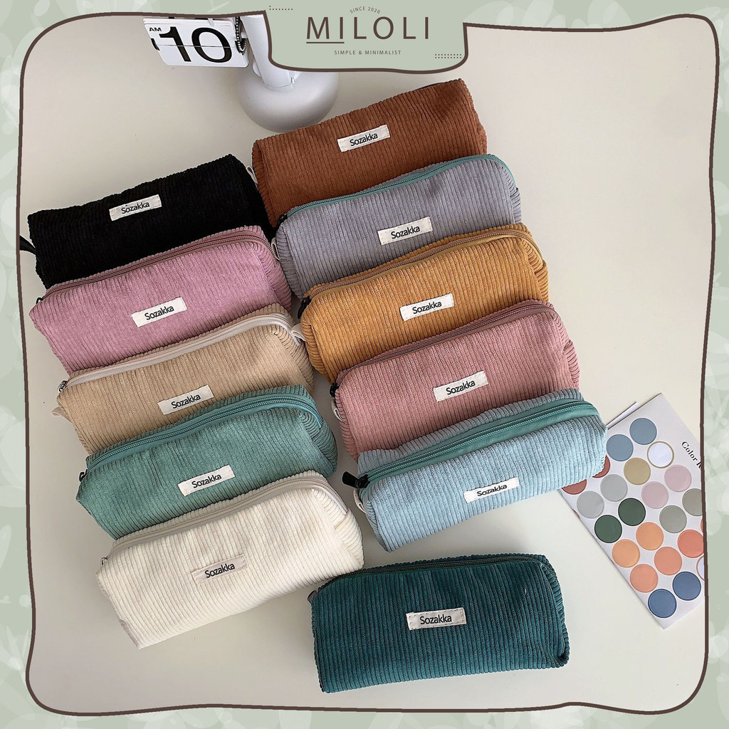 

[MILOLI] 1Pcs KOTAK PENSIL SOZAKKA Corduroy Tempayt Pensil Pencil Case Korean Style Stationery - F0233