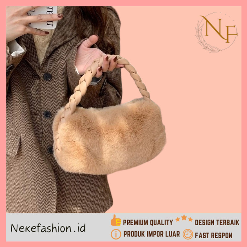 NEKE FASHION Premium Kualitas - Tas Wanita Bulu Tas Cewek Bulu Tas Tenteng Wanita Tas Handbag Cewek 