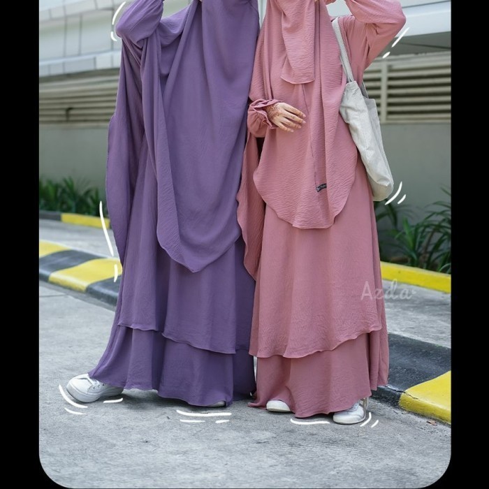 Namira set gamis syari jilbab French khimar by Azda