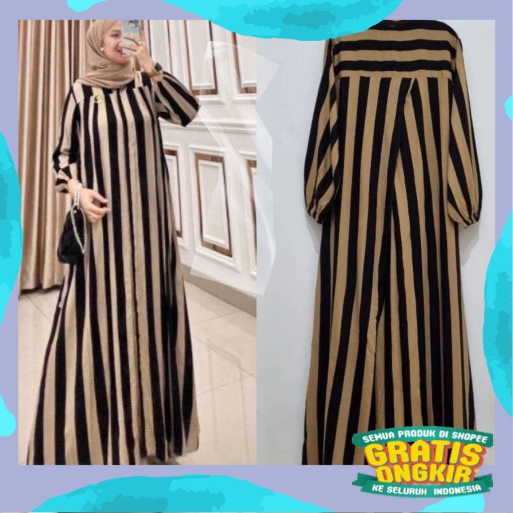 ATIYA DRESS / GAMIS RAYON KOMBINASI / GAMIS RAYON MOTIF SALUR/Gemoy