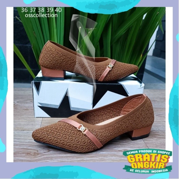 SEPATU HAK RAJUT IMPORT SOL KARET | FANTOFEL RAJUT SEPATU WANITA/ Jumbo Gemoy