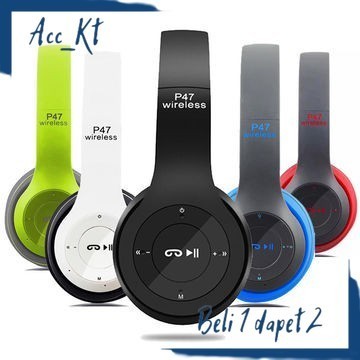 GRATIS OGKIR BELI1GRATIS1 HEADPHONE Bluetooth Gaming Headset Wireless Pro Bass P47 headset Bluetooth