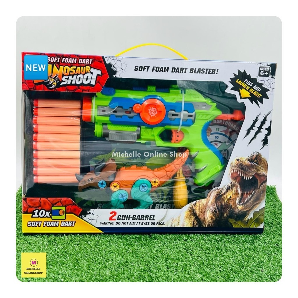 Promo Mainan tembakan soft gun besar + dinosaurus diy