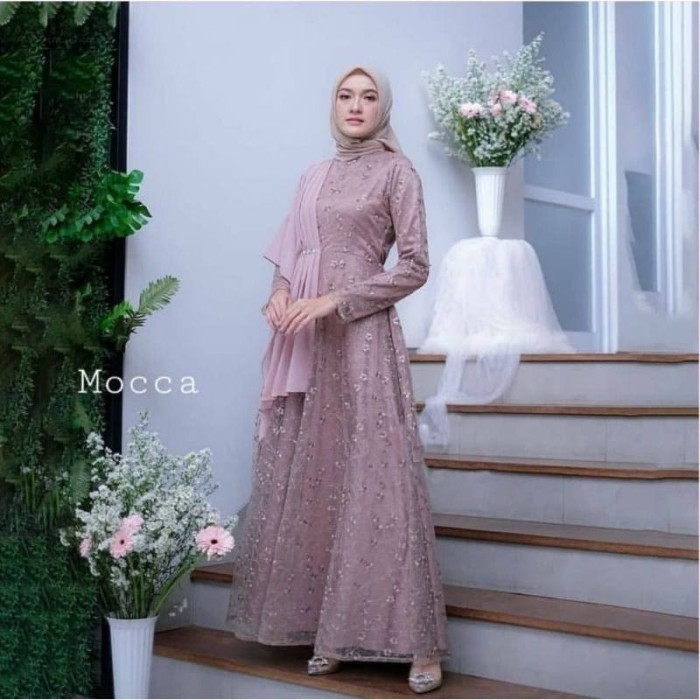 PROMO Gamis Aleena Busana Muslim Wanita Gamis Brokat Terbaru Baju Lebaran