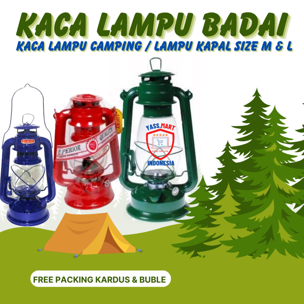 KACA LAMPU BADAI KACA LAMPU CAMPING KACA LAMPU KAPAL SIZE M L XL KECIL SEDANG BESAR MERK LUCKY SUN L
