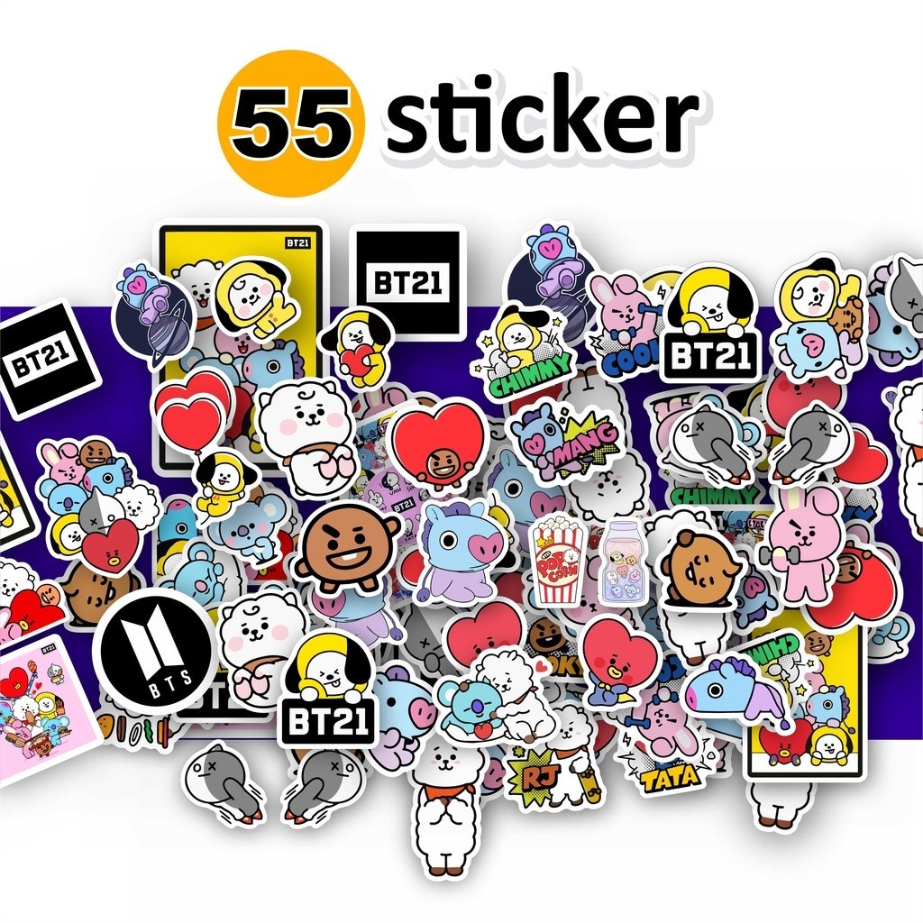 

55 PCS STICKER BT21 BTS ANTI AIR UNTUK LAPTOP CASE TUMBLER KOPER HP STIKER BTS