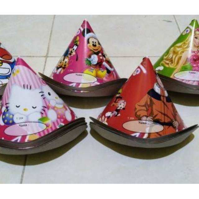 Promo Terbaru✅ Topi Kerucut Ulang Tahun karakter ( 1 pak isi 10 pcs) | TERMURAH | TERLARIS | GROSIR