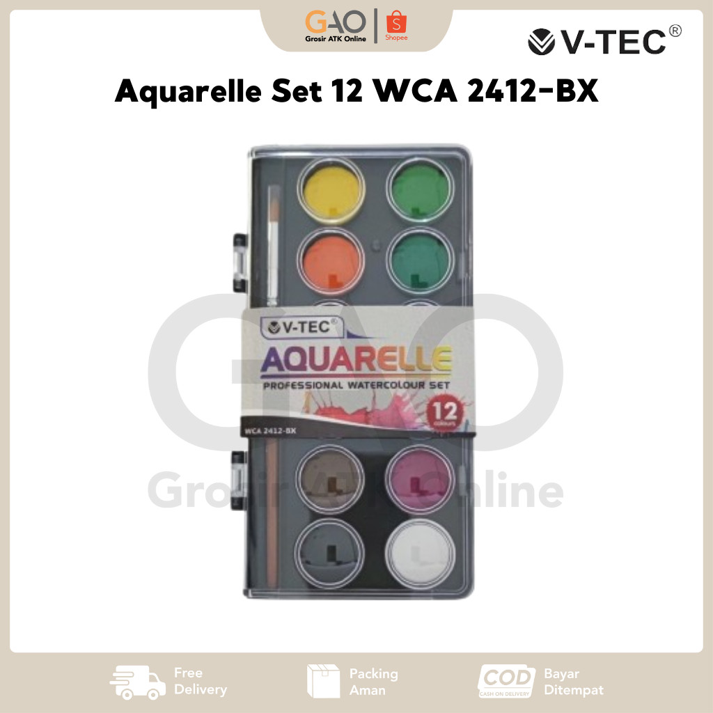 

Aquarelle WaterColour Set 12 Warna V-TEC WCA 2412-BX