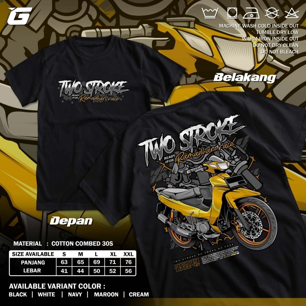 Kaos 2 Stroke Ramadhan Race No Smoke No Poke Baju Distro Motor Herex Yamaha Fiz R F1ZR Tshirt Otomot