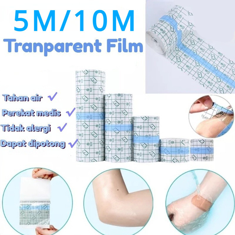 Set Pita Medis Tahan Air Perekat Transparan Anti-alergi PU Film Perban Perban Pembalut Luka Fiksasi 