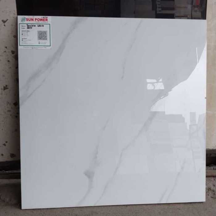 Granit Lantai 60x60 Sun Power 6115 putih motif marble
