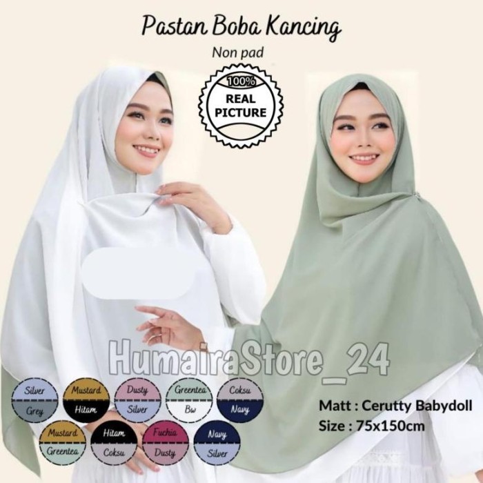 Hijab Pastanboba  Kekinian Jilbab Pasmina Instan - Hitam-Coksu