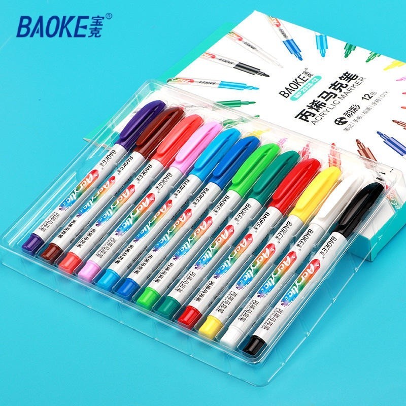 

BAOKE 12 Warna/set Spidol Akrilik untuk Kaca Batu Keramik MP2938