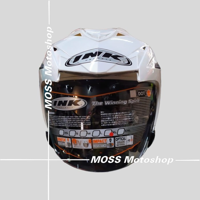 Helm INK T1 R Solid White Pearl Gold | Halfface | Double Visor