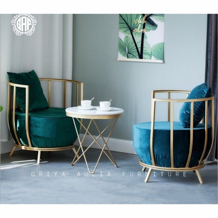 Kursi teras unik dudukan tebal meja top marmer kursi santai terbaru