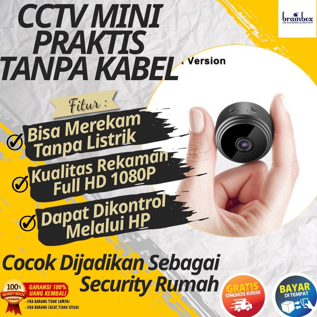 ( PRODUK 100% ORIGINAL ) Kamera CCTV Wifi Rumah Indoor dan Outdoor Mini Tersembunyi Kecil Konek Ke H