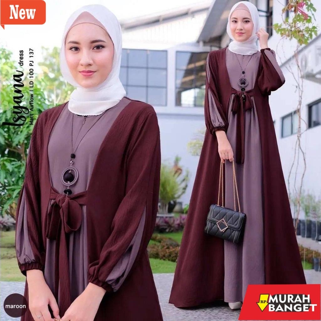 Gamis terbaru- ISYANA DRESS  CRINCLE  SIZE JUMBO M L XL XXL GAMIS ISYANA DRESS PREMIUM  CRINCLE  BUS
