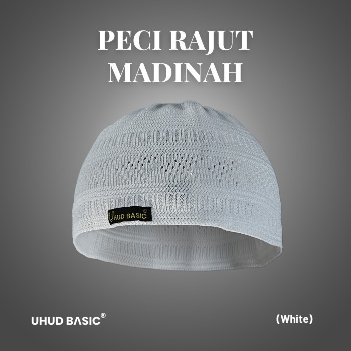 Peci Madinah - Peci Rajut Madinah Uhud Basic - Putih