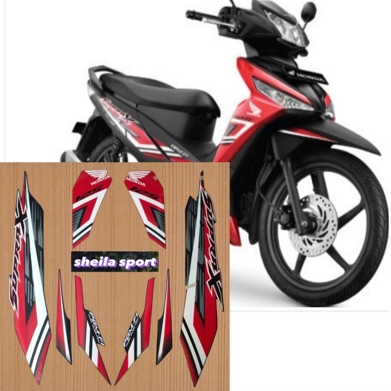 striping stiker Honda Supra X 125 FI merah tahun 2021 2022 kualitas bagus
