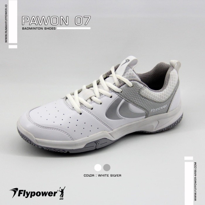 Sepatu Badminton Bulutangkis Flypower Pawon 7 Junior Anak White