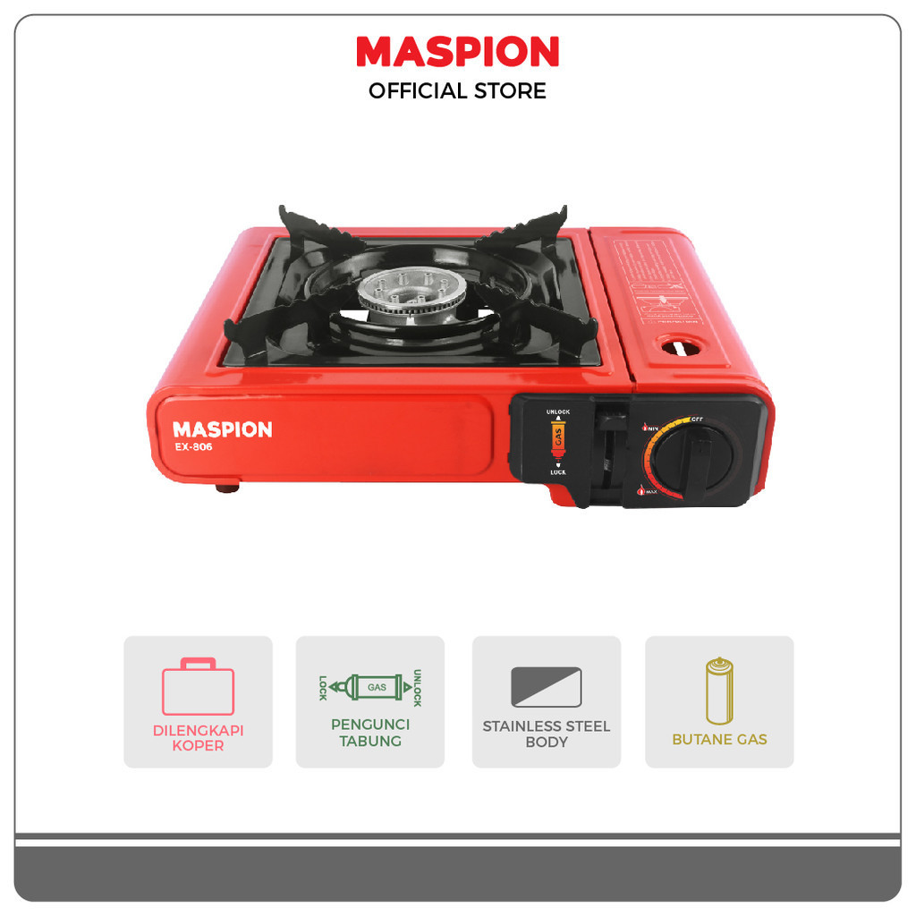 Maspion Kompor Gas Portable 1 Tungku GC-EX806 RED