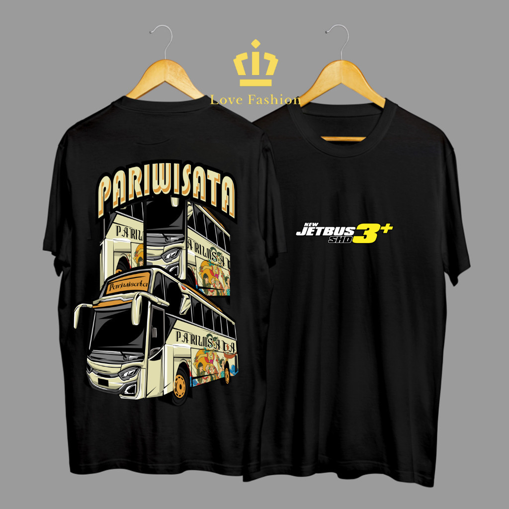 Kaos Tshirt Baju Distro New Jet Bus 3 SHD Bus Pariwisata Wayang Premium Terbaru