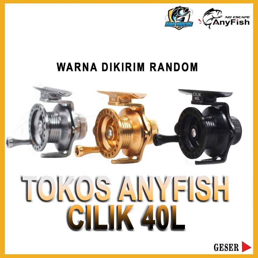 Tokos Anyfish Cilik 40L Reel Pancing Tokos Handle Kiri Full Metal - Gold