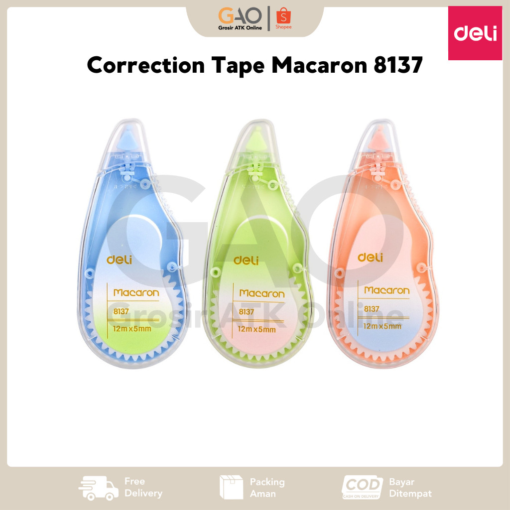 

Correction Tape Macaron Deli 12mx5mm Tipe X Pastel Deli 8137
