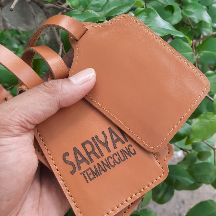 Luggage Tag Kulit Custom Nama / Tag Nama Koper Kulit Asli