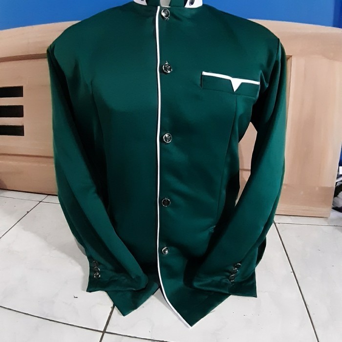 promosi toko  jasko dewasa hijau army/hijau botol lis putih/busana muslim pria