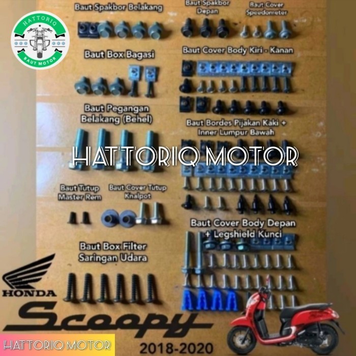 baut lengkap full set body Honda Scoopy esp 2018 - 2020